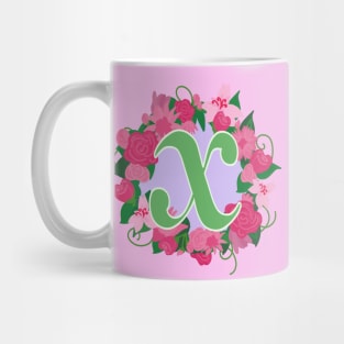 Monogram X, Personalized Floral Initial Mug